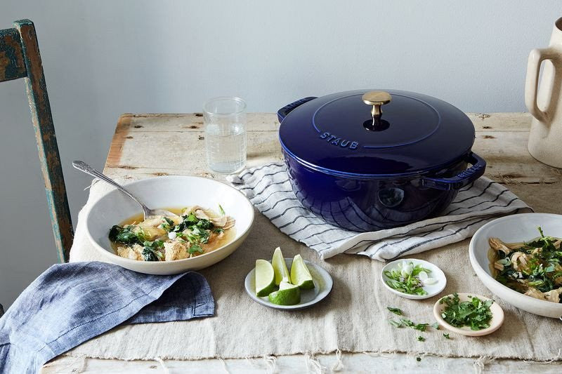 Announcing  Blue & Brass Enameled Cast Iron